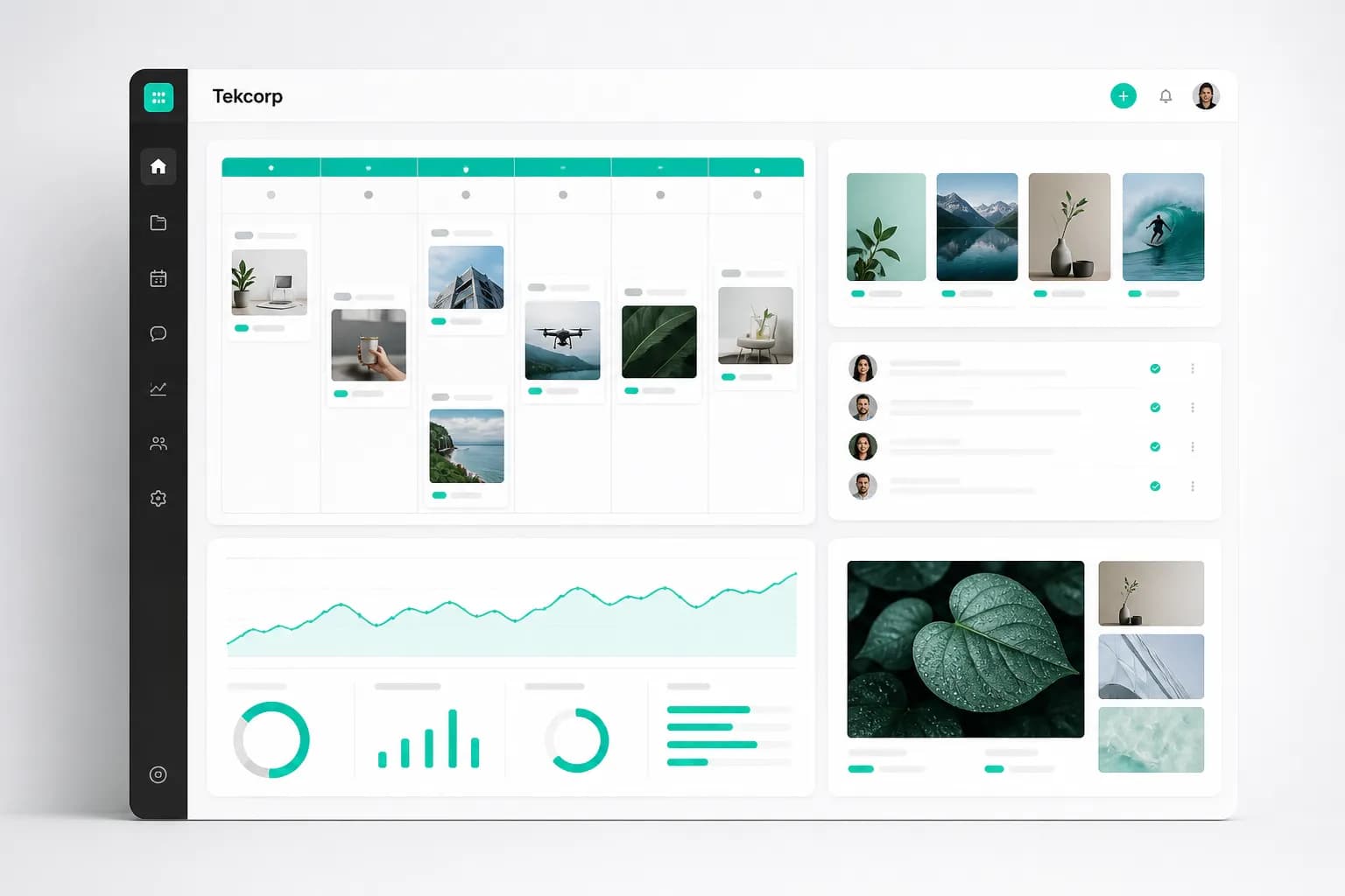 Tekcorp social media content planning workspace
